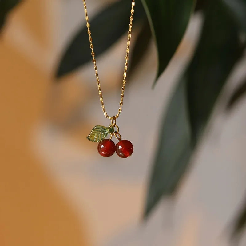 Classic Cherry Necklace  - 18k Gold Plated