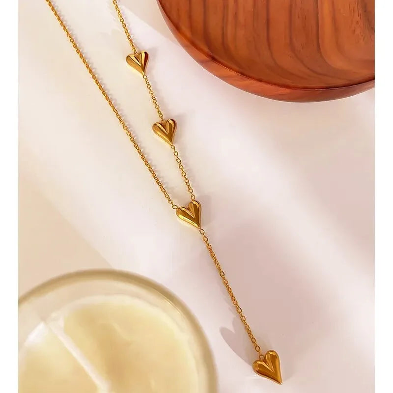 Y Lariat Heart Drop Necklace