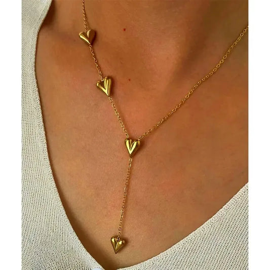 Y Lariat Heart Drop Necklace