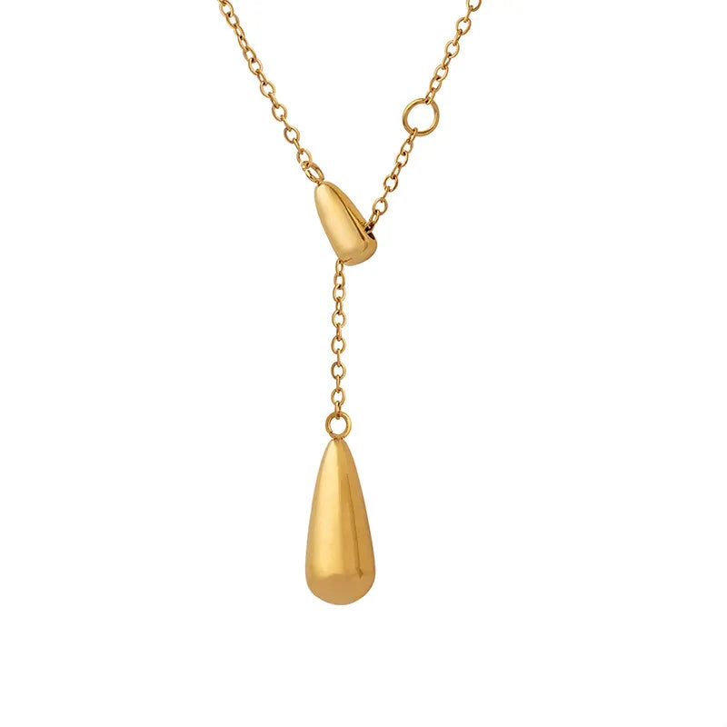 Teardrop Lariat Necklace – 18K Gold Plated