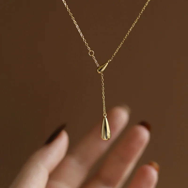 Teardrop Lariat Necklace – 18K Gold Plated