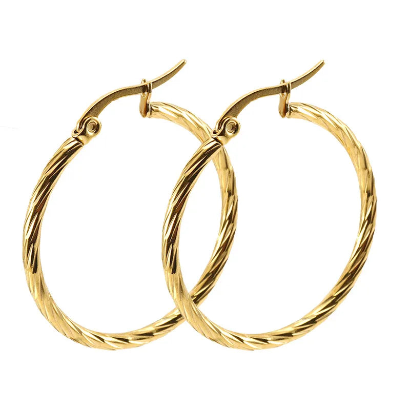 Elegant Twisted Hoop Earrings 3cm- 18K Gold Plated
