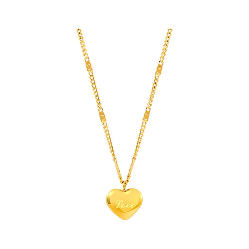 Simple Style Heart Necklace - 18k Gold Plated