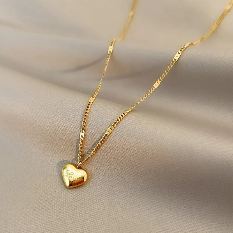 Simple Style Heart Necklace - 18k Gold Plated