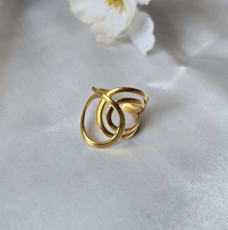 Triple Circle Statement Ring – 18K Gold Plated