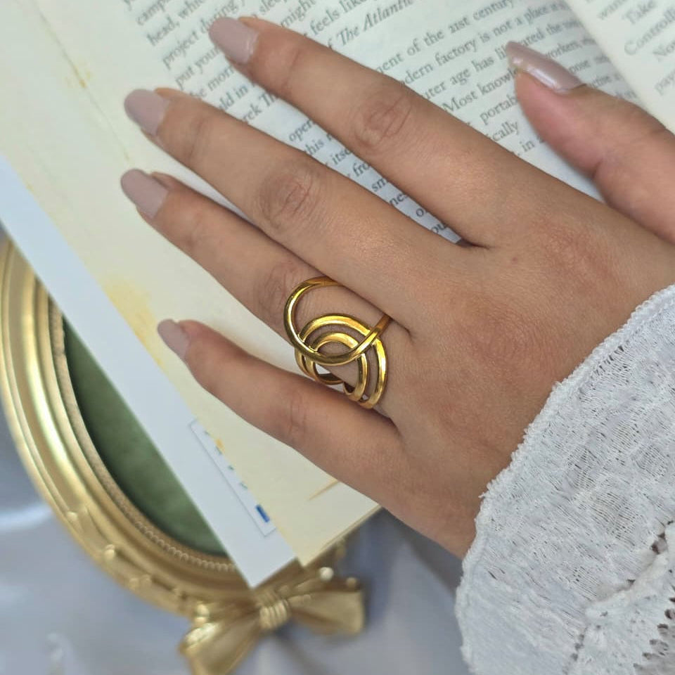 Triple Circle Statement Ring – 18K Gold Plated