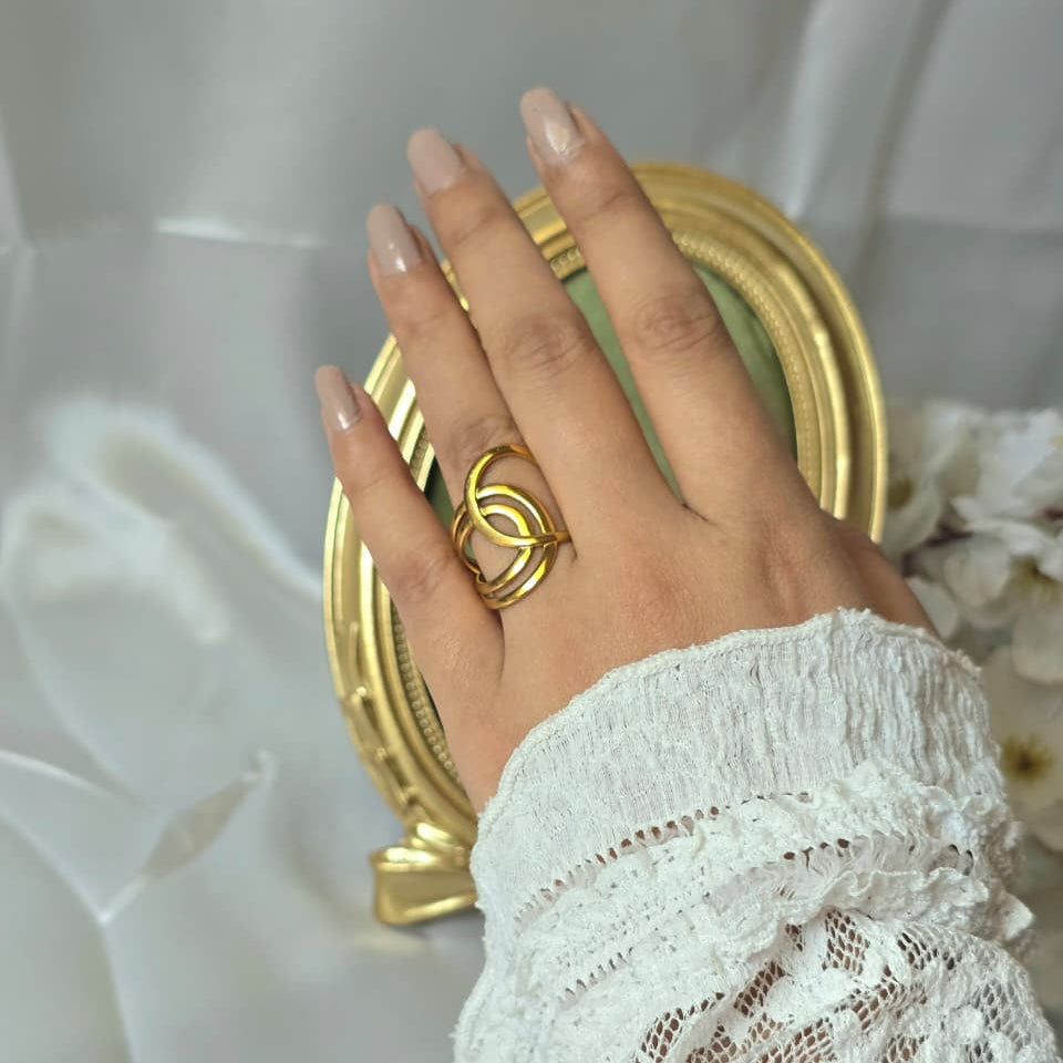 Triple Circle Statement Ring – 18K Gold Plated