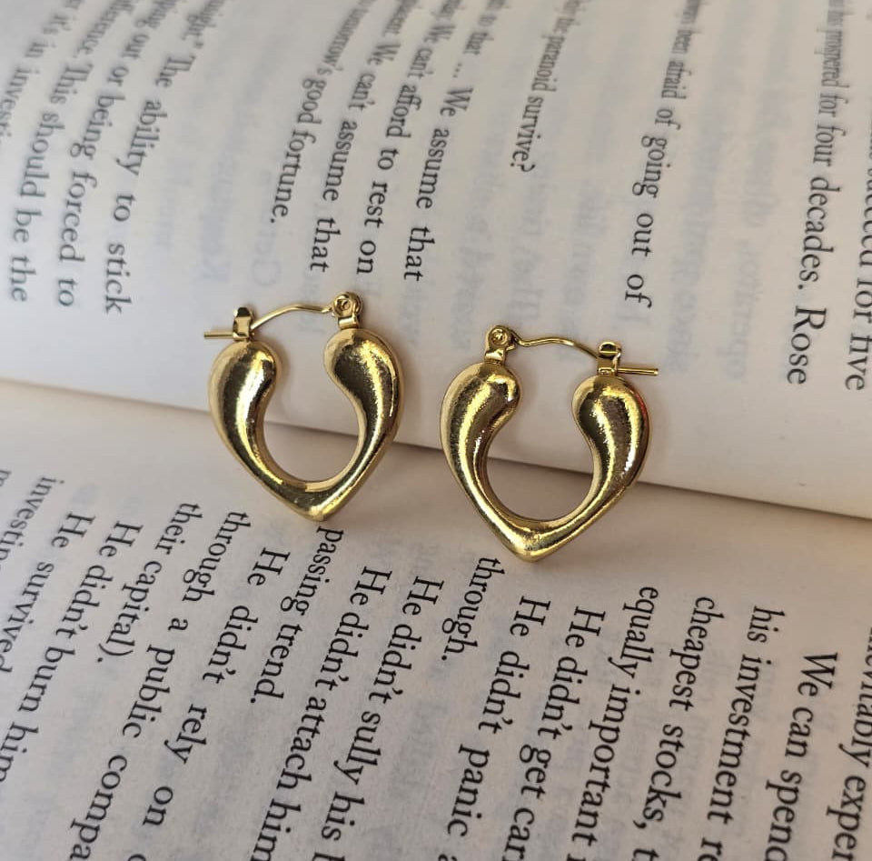 Classic Gold Heart Hoop Earrings - 18K Gold Plated